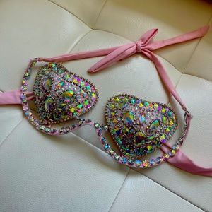 Rhinestone bling pink Bikini dance top